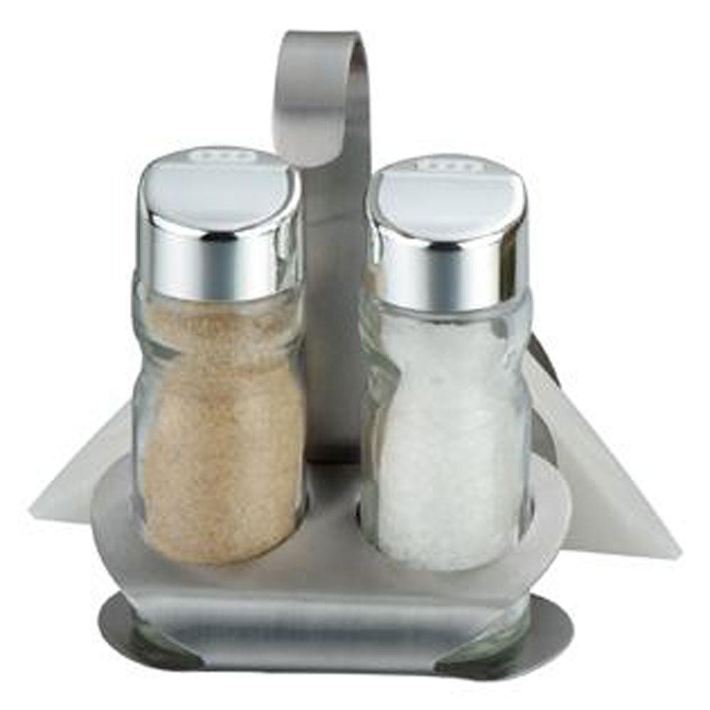 Set of 3 condiment containers salt and pepper