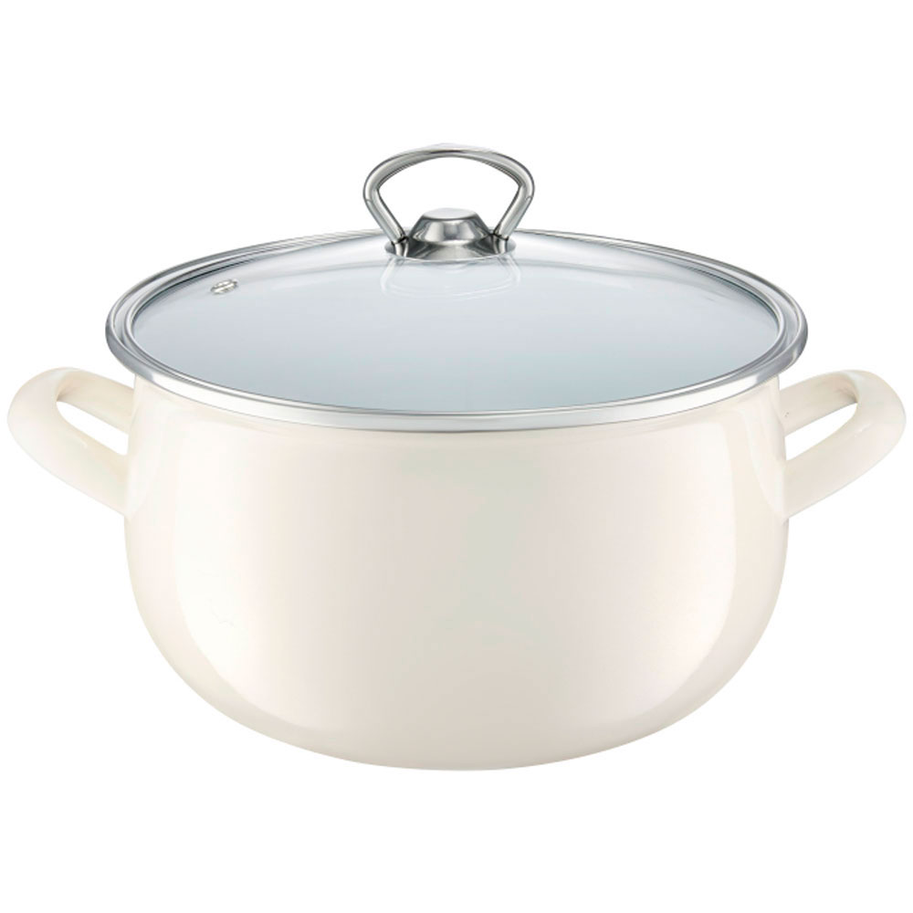 Enameled cooking pot Garden with lid 18 cm / 3,1 l creamy AMBITION